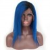 Bob 1B/Blue Ombre Color Lace Front Wigs 7A Grade Brazilian Virgin Human Hair
